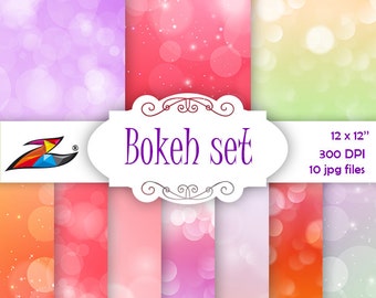 Sale Colorful bokeh digital paper red purple orange background spring digital paper commercial use bokeh textures