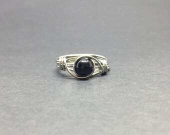 Black Tourmaline Wire Wrapped Ring