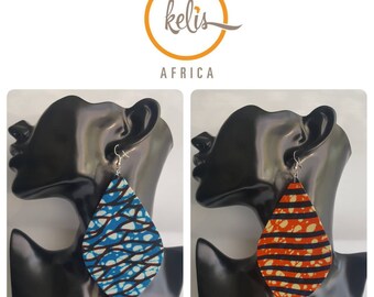 Price Slash!!SALE!!!/Large Ankara Earrings / African Print Earrings /Handmade Earrings / African earrings/Clip-Ons & Pierced/ Mvula