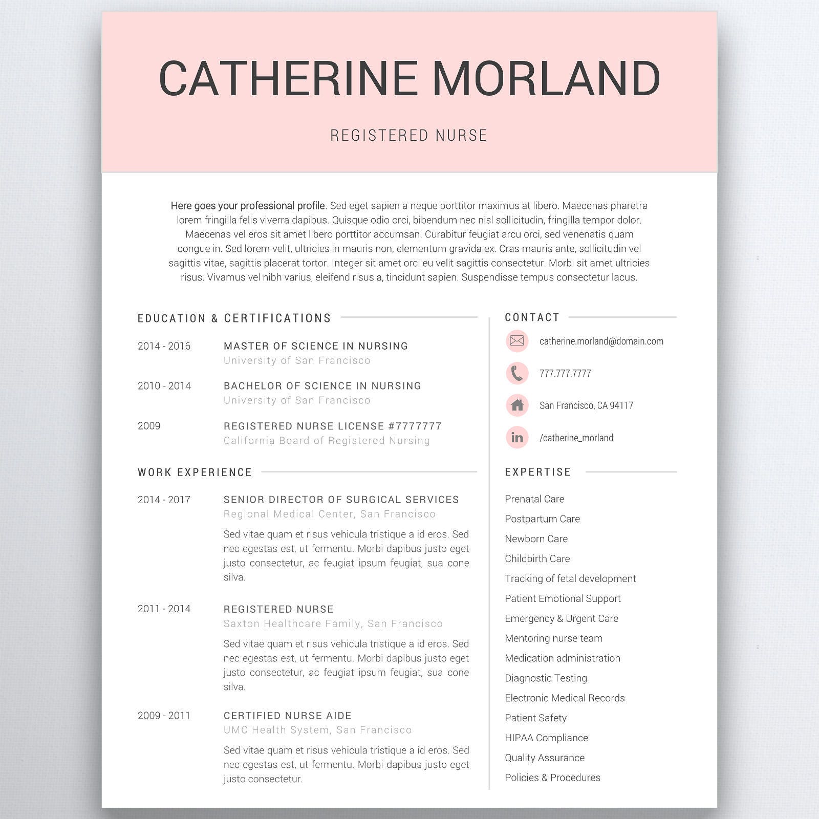 free download of resume template for nurse 2017