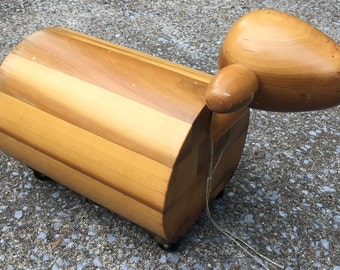 Mid-century modern Creative Playthings solid wood lamb ride-on toy