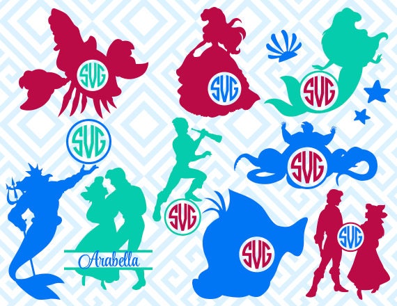 Download The Little Mermaid Monogram Digital Cutting Files Svg Files