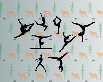gymnast svg, gymnastics svg files for cricut, silhouette studio files, instant download clip art, cutting template, vector files