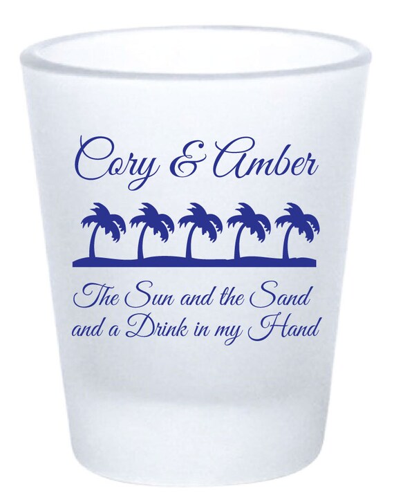 Wedding Favors Personalized Frosted Shot Glasses Beach Palm