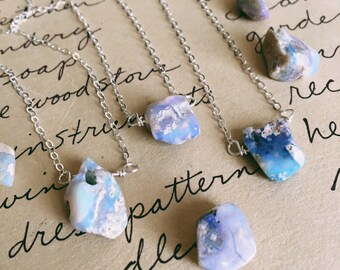 Opal Necklace - Raw Opal Necklace - Opal Jewelry - October Birthstone - Crystal Necklace - Dainty Raw Stone Necklace - Sterling Silver- Gold