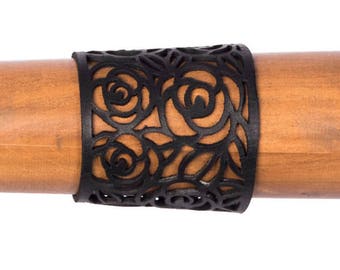 Odis Leather bracelet - high quality laser cut leather cuff bracelet for women - leather wrist band 040