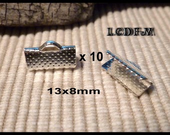 * ¤ Set of 10 silver metal claw greenhouse-Ribbon/tips - 13x8mm ¤ * #A15