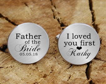 I loved you first engraved cufflinks engraved father of the bride cufflinks custom personalized cufflinks tie clip engraved wedding cufflink