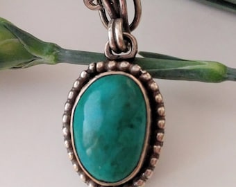Chrysocolla and sterling silver pendant