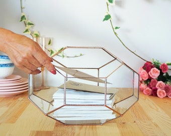 Large Geometric Glass Box, Wedding Card Box, Glass Card Box, Wedding Card Holder, Envelope Holder, Large Terrarium, Wedding Centerpiece