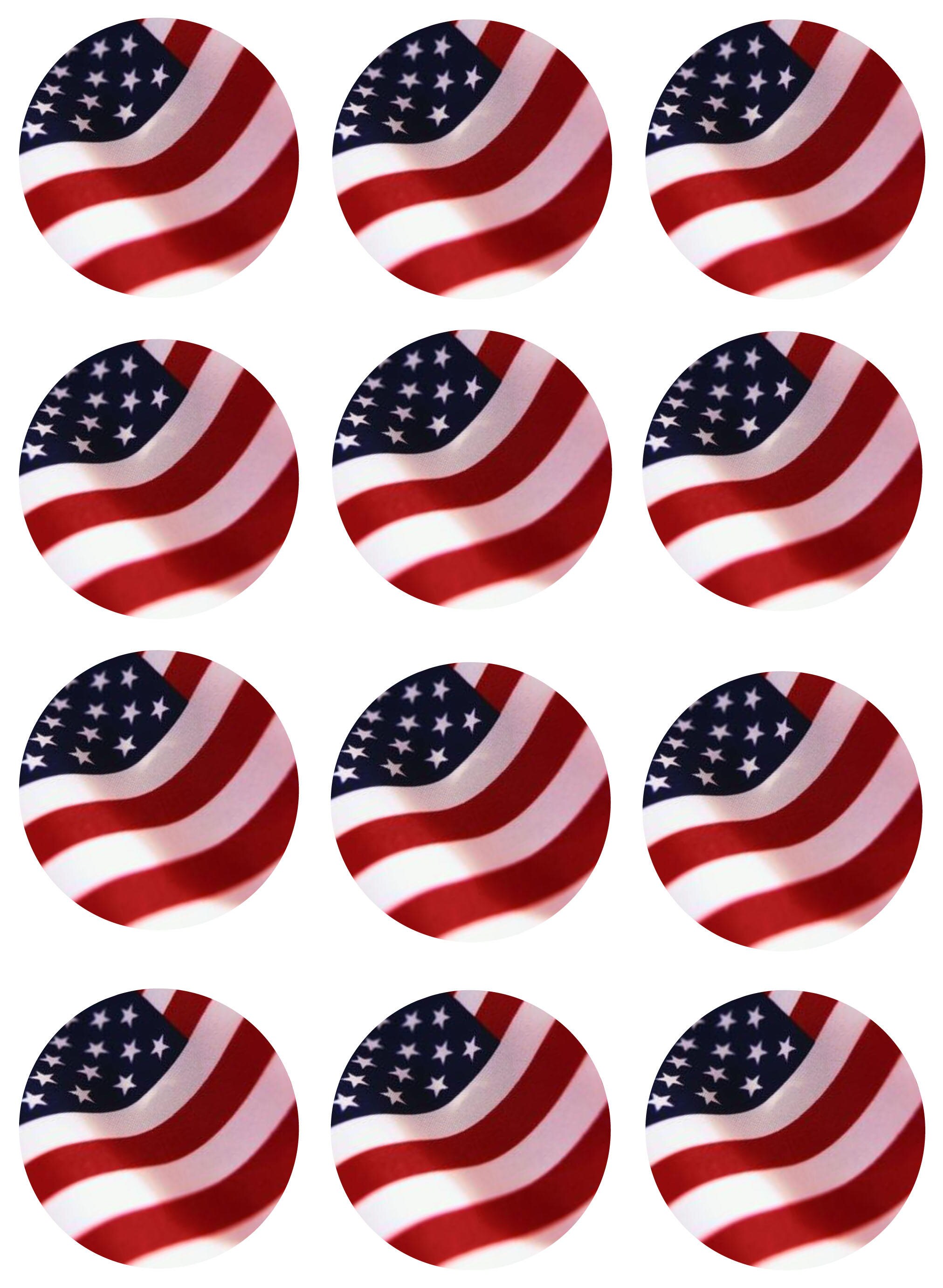 American Flag Edible Image Cupcake Toppers