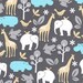 Zoology Sea Michael Miller Fabric Animal Elephant Hippo Gray Blue
