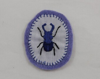 Purple Beetle Embroidered Patch