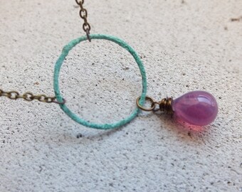 Circle Necklace Patina Necklace Simple Circle Necklace Choker Necklace