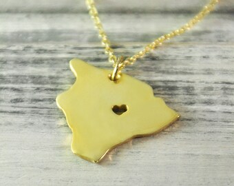 I heart Hawaii Necklace Hawaii pendant 18K gold plated state necklace state pendant map pendant hammered state necklace map jewelry