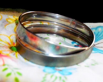 Vintage JMC Sterling Sliver Double Link Bangle Bracelet Italy Fits Wrist Up To 8"