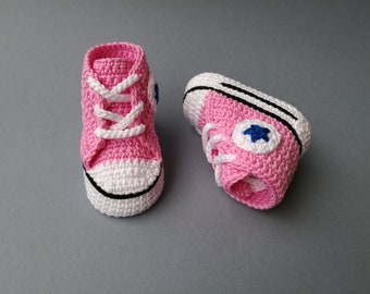Crochet Pattern baby Converse, All Star, newborn shoes