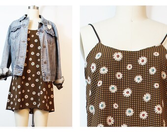 Daisy Gingham Cami Dress Shred Threads 90's Inspired Made to Order from Dead-stock fabric Small handmade
