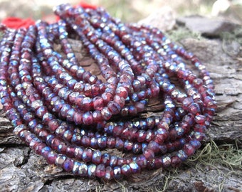 Mystic Garnet Faceted Rondelles - semiprecious gemstones - 3mm X 2mm 13 inch strand