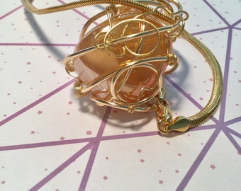 Tangerine Aura Quartz Necklace