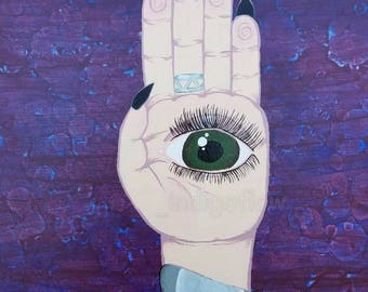 Eye See You Girl Original Acrylic Painting, 20x16" Painting, Third Eye Art