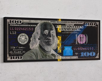100 Dollar bill print abstract benjamin franjlin Money Canvas print Cash Art Print Rich Money Millionaire Canvas