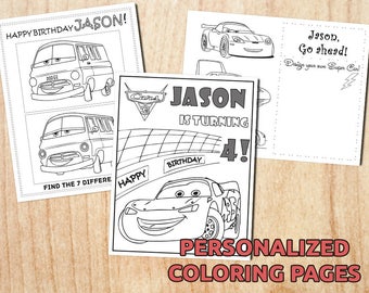 Lightning McQueen Birthday Party Coloring Pages Cars 3 Favors Personalized Printable Digital PDF