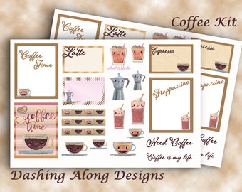 Mini Coffee Kit Planner Stickers Calendar Stickers Journal Erin Condren Happy Planner Mini Planners