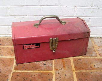 Vintage Metal Tool Box Vintage Metal Tackle Box Vintage Industrial Box Storage Box