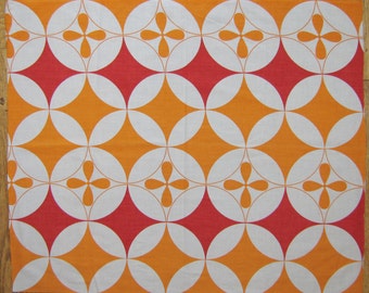 70s retro fabric vintage cotton remnant - abstract geometric
