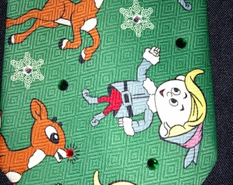 Holiday themed green Rudolph rhinestone necktie