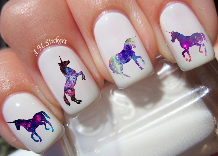 40 Galaxy Unicorn Nail Decals