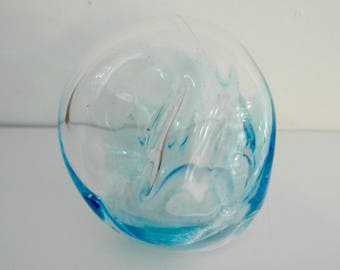 Sculptural Blue Glass Vessel. Unique Home Decor. Inspired By Impact On Nature