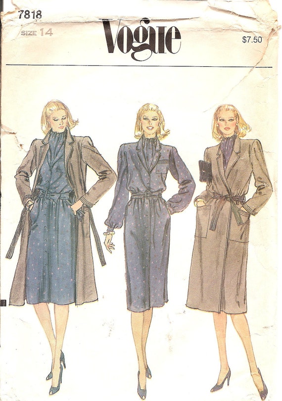 1980s Coat Sewing Pattern Raincoat Pattern Long Wrap Coat