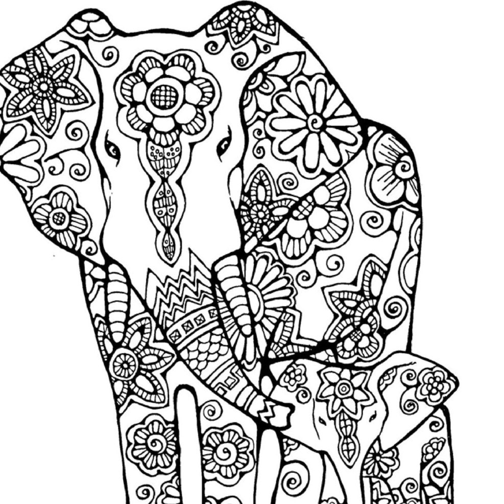 elephant coloring page to print and