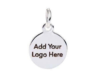 Personalized Jewelry Tag, Sterling Silver Plated Custom Metal Tag, Logo Engraved on 6~12mm Round Tags, Sample Service, F0LC.SI06.C