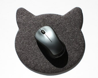 Cat Head Mousepad Mouse Mat Pad in Vegan Friendly 4mm Designer Felt Cute Cubicle Decor Cats Crazy Cat Lady Lover Coworker Gift for Cat Lover