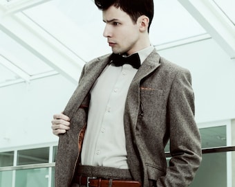 Mens tweed SUIT wool 2 piece mens suit Mens dress pants Mens tailored trousers Trousers with pleats High waist mens trousers Brown tweed
