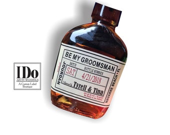 Liquor Flask Labels - Made to fit any bottle - Groomsman Liquor Bottle Labels - Craft Liquor Bottle Labels - Be My Best Man - Wedding Labels