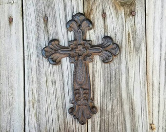 Cross, wall cross, iron cross, ornate cross, unique cross, iron crosses, floral cross, shabby chic cross, rustic cross, iron anniversary