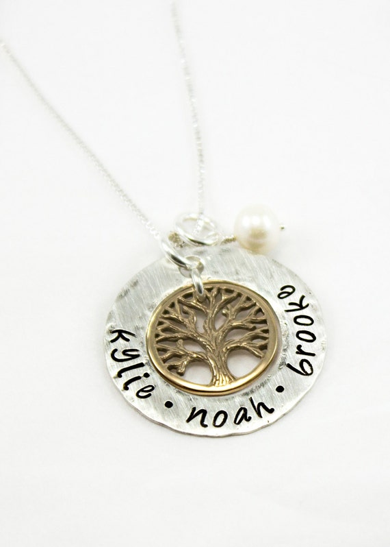 Download Family Tree Necklace Silver and Gold Color Name Necklace