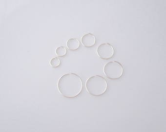 One endless hoop piercing 21g sleeper solid sterling silver, yellow or rose gold filled small earring, nose ring