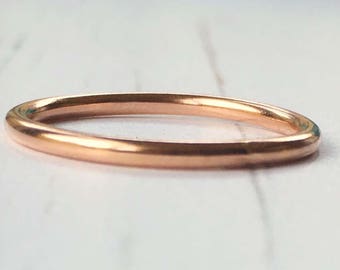 Rose gold ring, Rose gold stacking ring, Rose gold fill ring, polished rose gold stacking ring, gift for her
