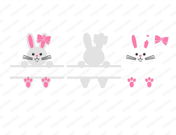 Download Sweet easter bunny Split Bow Frame rabbit DXF SVG Cut File ...