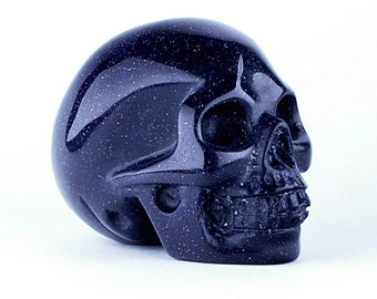 Realistic Blue Sandstone Crystal Skull, Mini