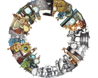 Collage Book Art Clocks