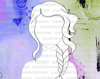 Mixed Media Templates ~ Loose Plait Portrait - Paperbabe Stamps - For mixed media, paper crafting and scrapbooking.