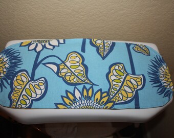 Toilet tank topper, toilet tank cover, bathroom decor, small table runner reversible.