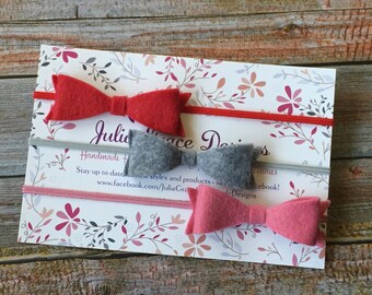 Felt Bow Headband Set, Felt Bows, Felt Hair Bow, Felt Headband, Fall Headband, Baby Headband, Baby Girl Headband, Infant Headband, Headband