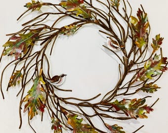 oak leaf wreath art etsy